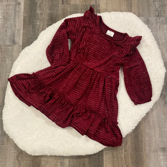 Burgundy Ruffle Hem Dress