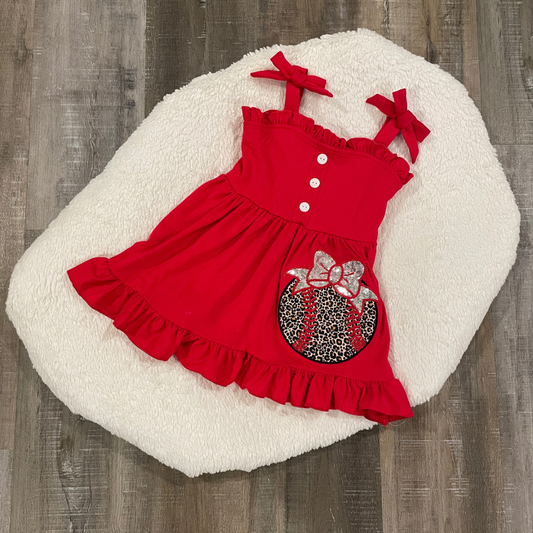 Baseball Appliqué Red Dress