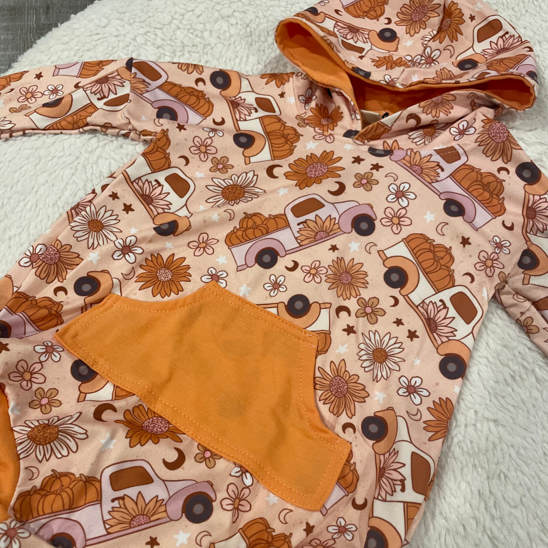 Pumpkin Truck Hooded Onesie