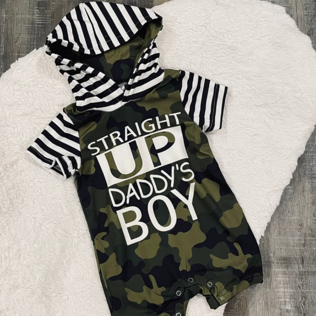 Straight Up Daddy's Boy Camo Romper