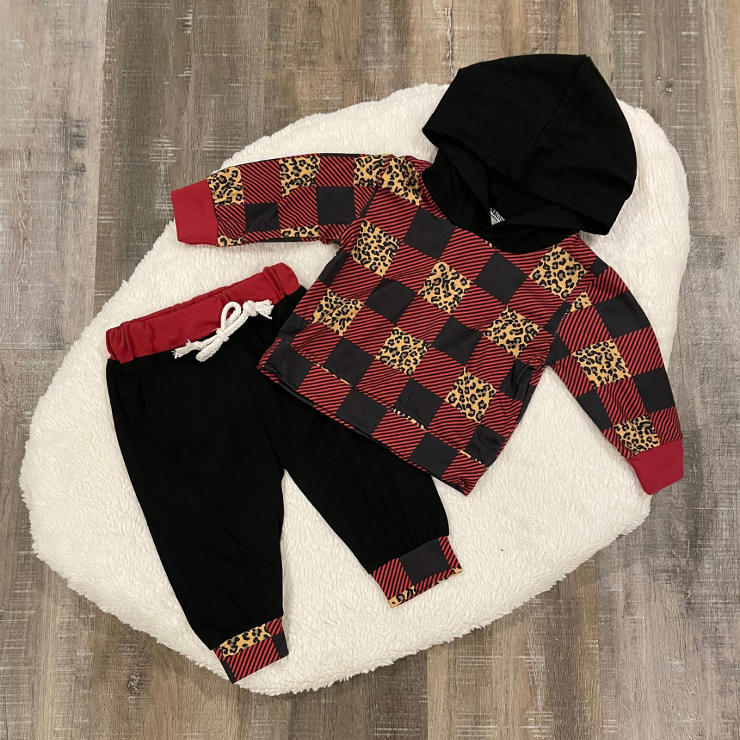 Plaid & Leopard Printed Set