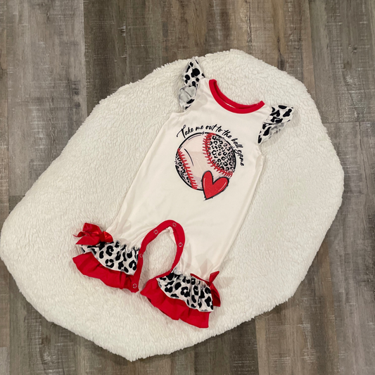 Baseball Printed Baby Romper