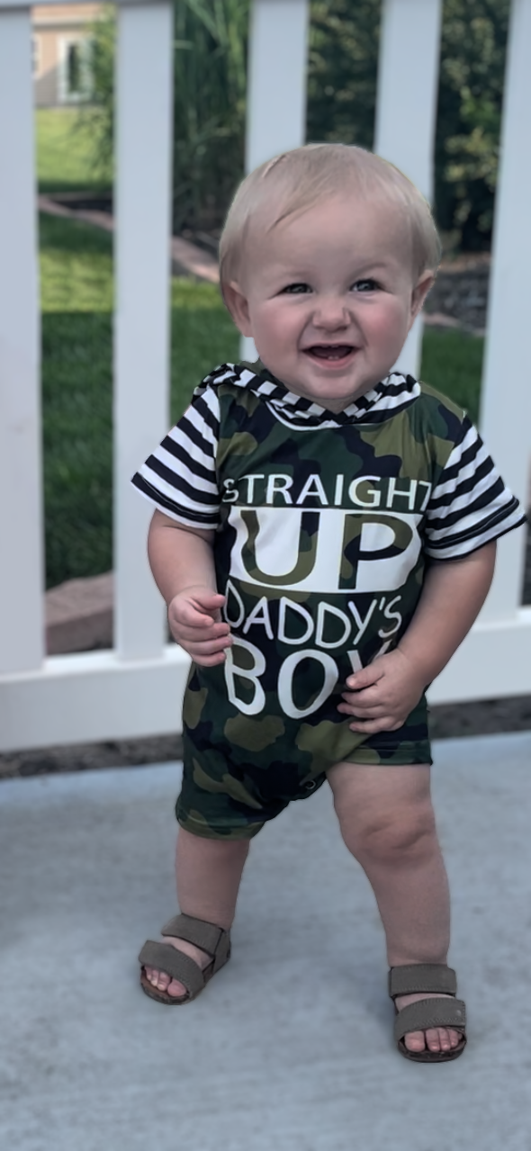 Straight Up Daddy's Boy Camo Romper