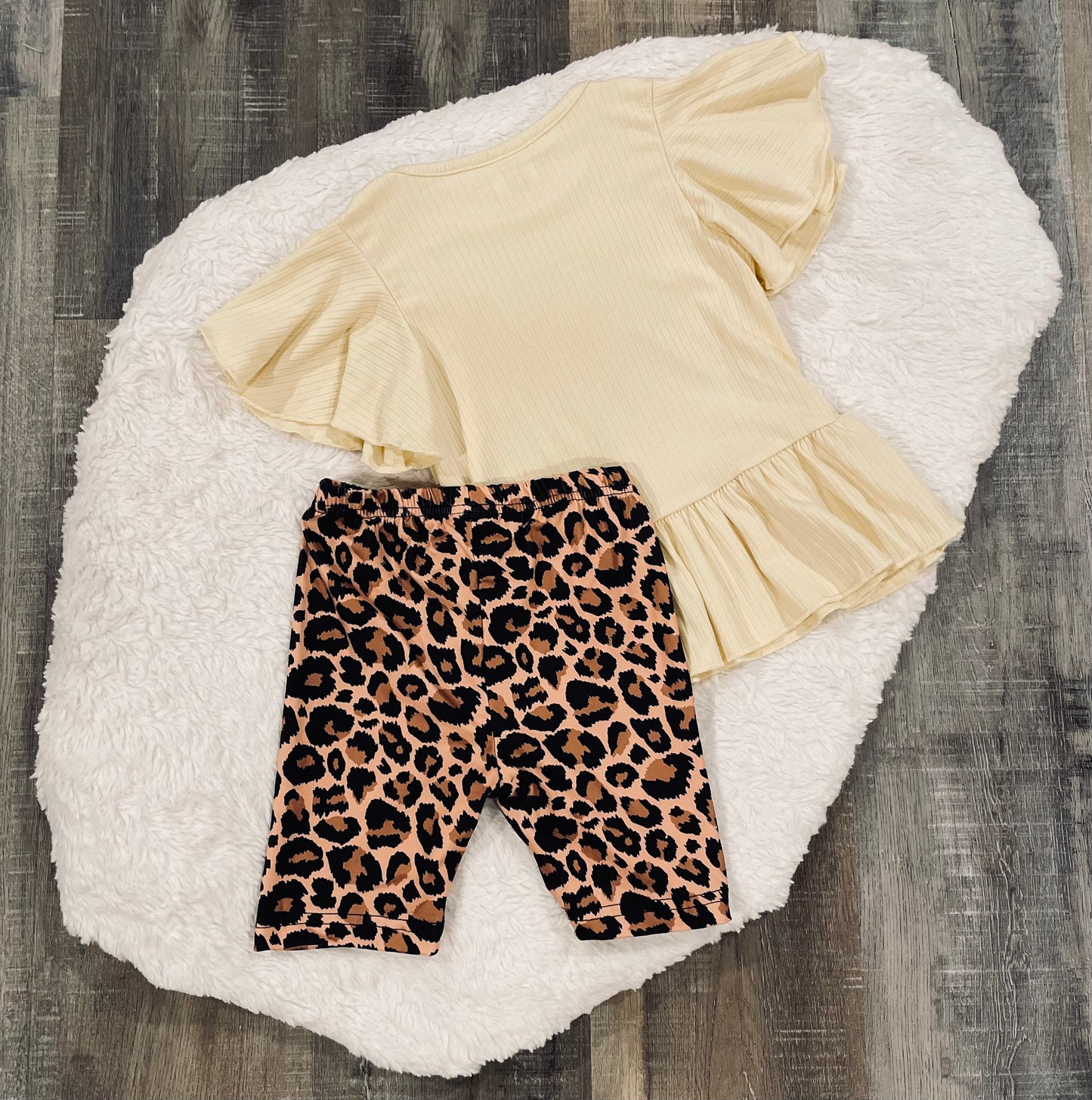 Beige Leopard "Stay Wild" Ruffle Set