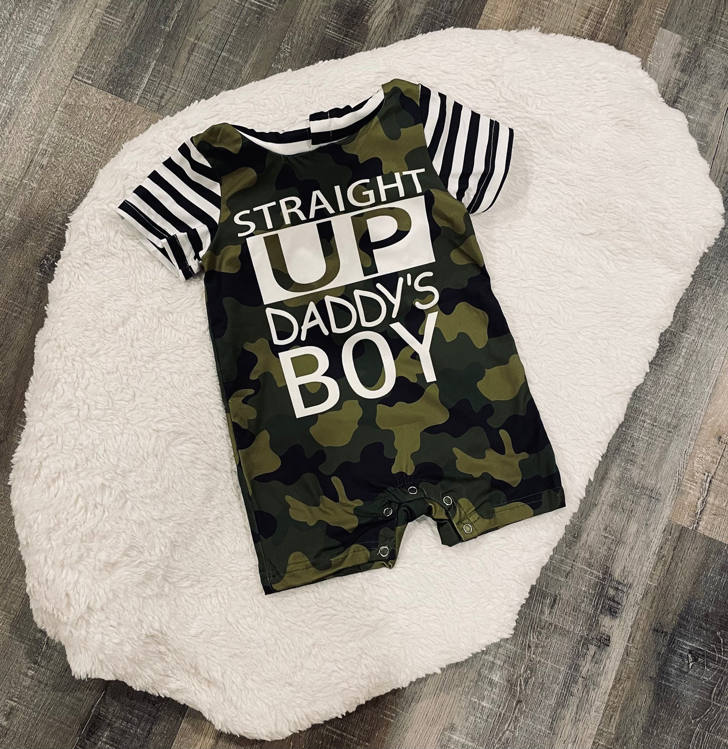 Straight Up Daddy's Boy Camo Romper