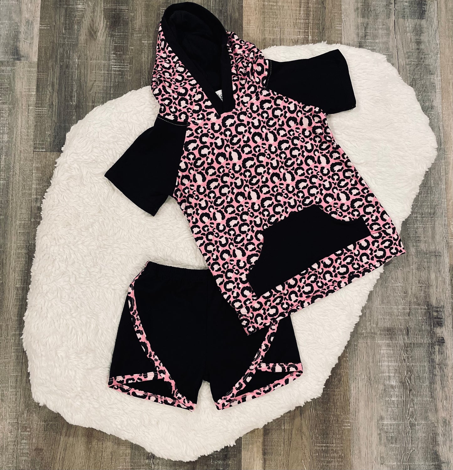 Pink Leopard Shorts Set