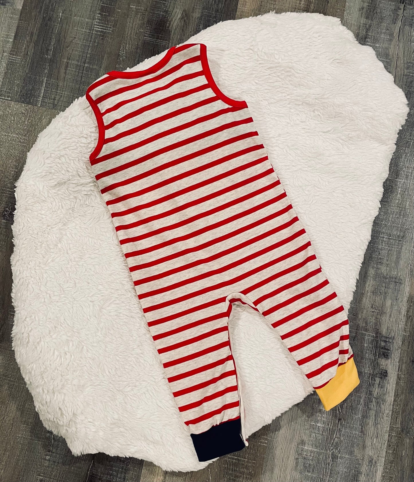 Red Striped Cattle Applique Romper