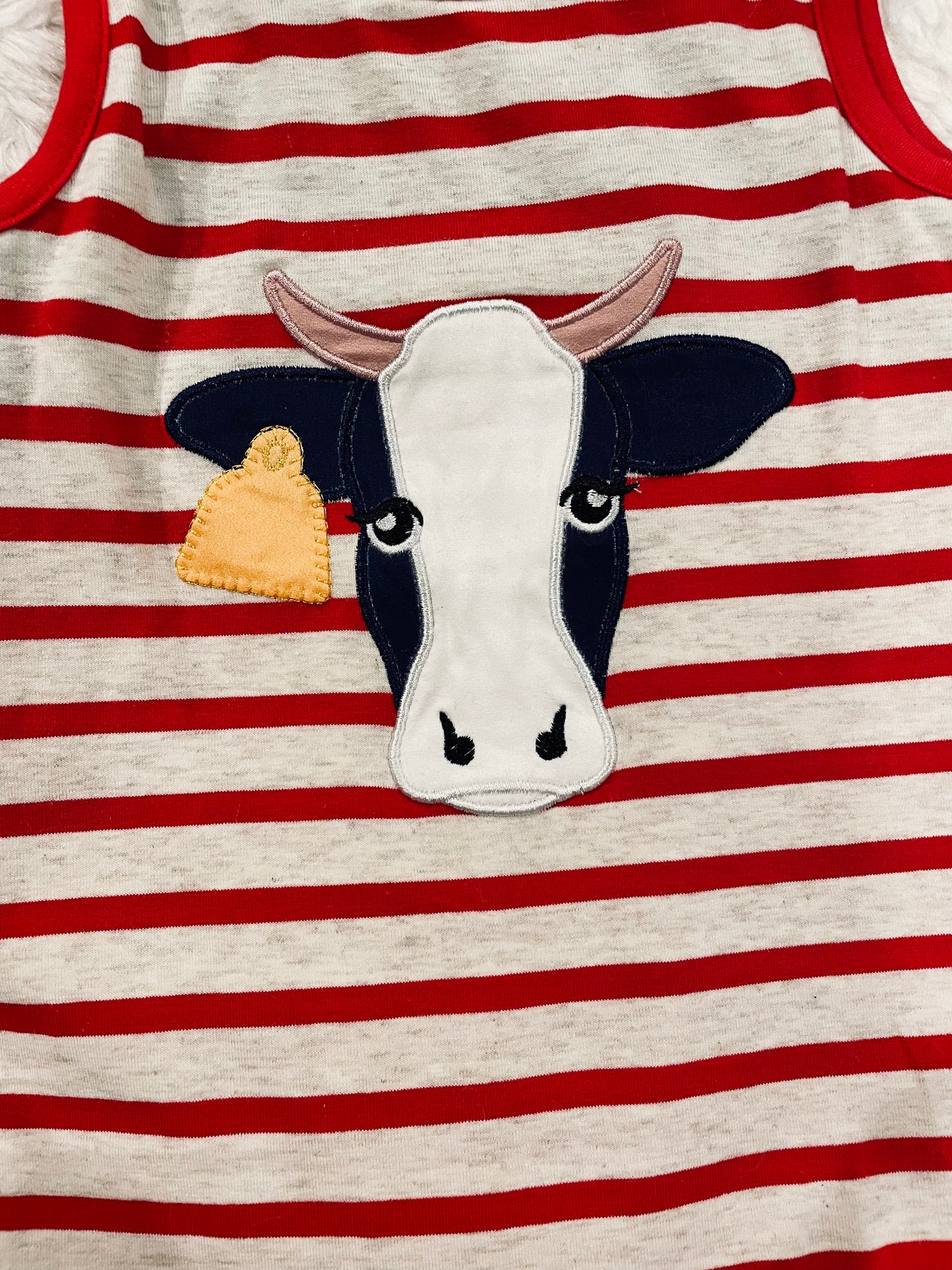 Red Striped Cattle Applique Romper