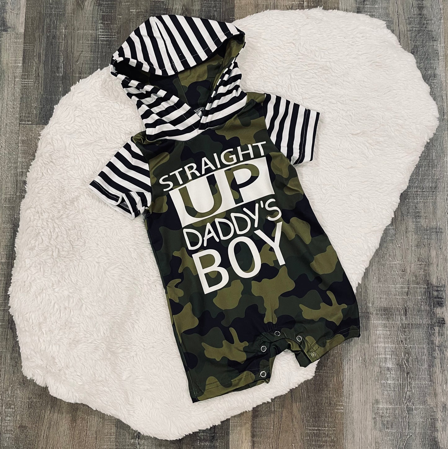 Straight Up Daddy's Boy Camo Romper